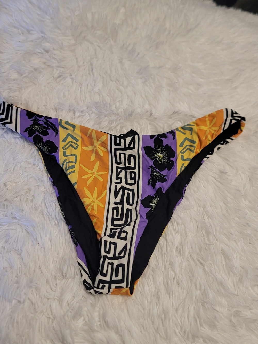 🔥3 For $25 Volcom Floral Stripe Bikini Bottom in Purple and Orange Size Large